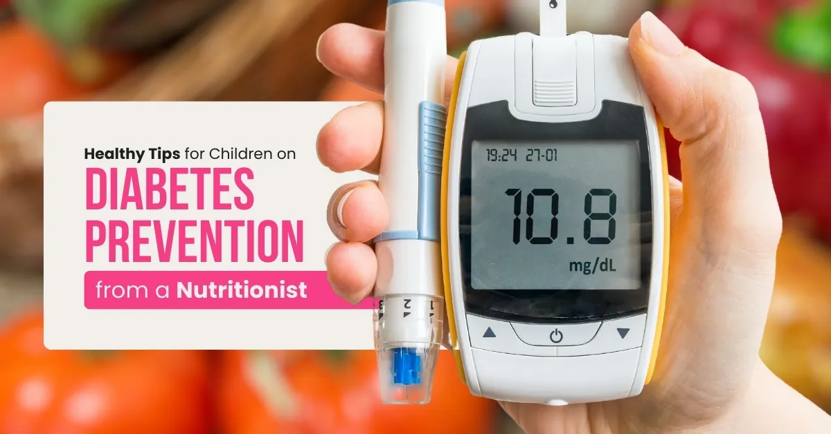 A glucometer displaying blood sugar levels, representing practical tips for preventing diabetes in children through healthy diets and active lifestyles.