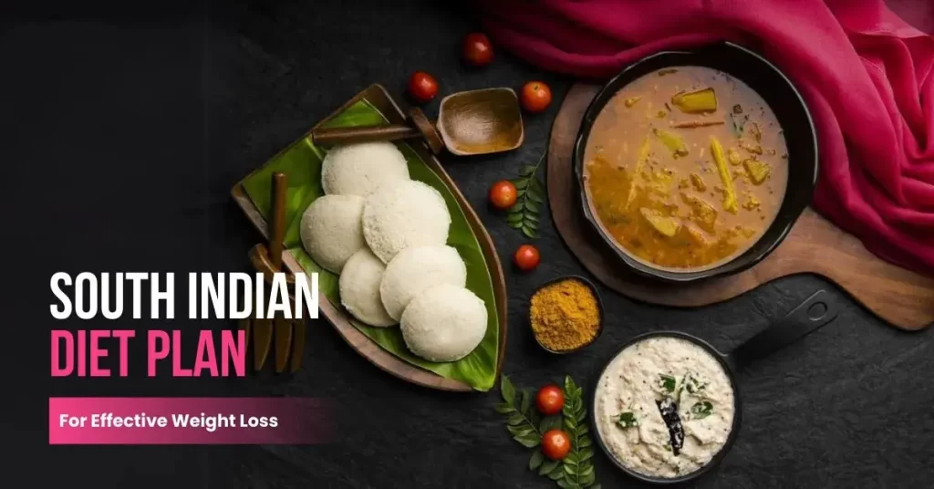 Traditional South Indian diet meal with idli, sambar, and chutney for effective weight loss and healthy eating.